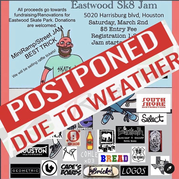 Eastwood Sk8 Jam is Postponed