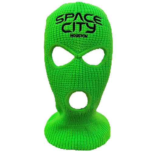 Neon Green Space City Ski Mask