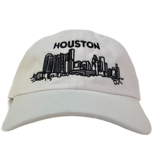 Houston Skyline Dad Hat white